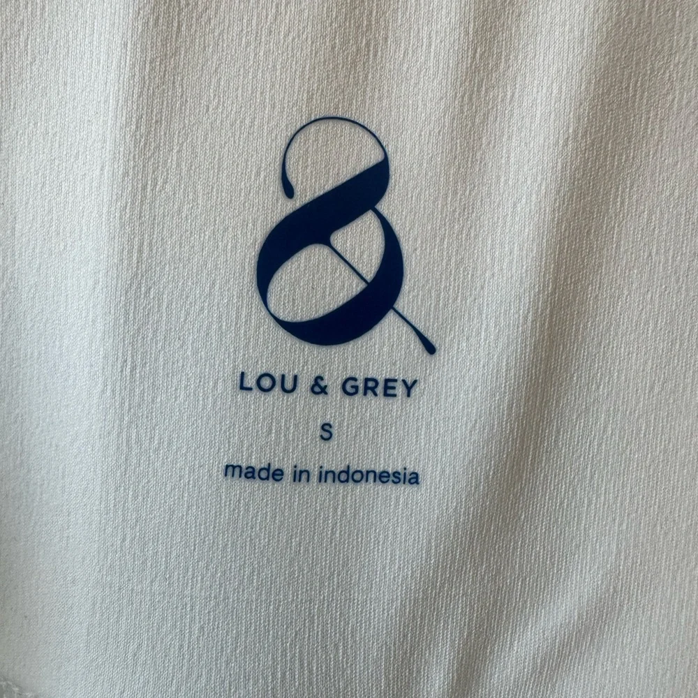 Lou & Grey White Athletic Skort with Navy and Green Stripe